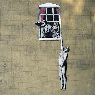 JAXSON REA Scandal On Canvas by Banksy Print