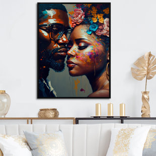 HOUSE OF HAMPTON® Loving Couple Kissing Floral Design V " Loving Couple Kissing Floral Design V "