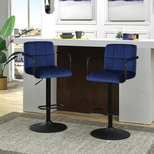 LATITUDE RUN® Amjed Swivel Adjustable Height Bar Stool (Set of 2)