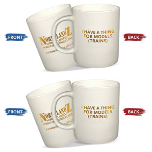 Northlandz Coffee Mug, White Ceramic Coffee Cup With Catchy Train Quote (Set of 2)