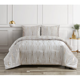 BECO HOME Velvet Ring Stitch Geometric Shapes Comforter Set (Set of 3)