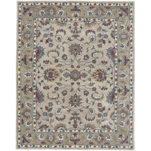 CANORA GREY Cahari Oriental Handmade Tufted Cotton/Wool Stone Gray/Red/Blue Area Rug