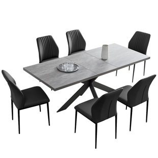 ZERIFEVNI Essgruppe mit ausziehbarem Tisch und 6 Stühlen