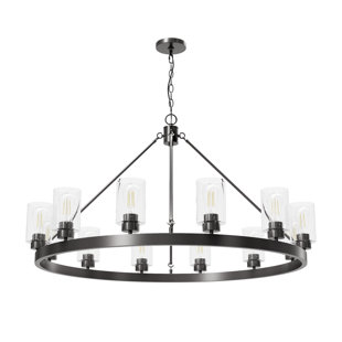 HUNTER FAN Hartland 12 - Light Wagon Wheel Chandelier
