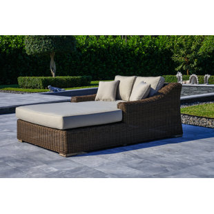 OUTSY Milo 79 X 59 Inch Outdoor Wicker Aluminum Frame Extra Large Double Sun Lounger in Brown