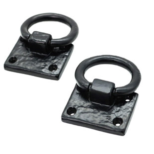 MYSTIC COLONIAL HARDWARE Small Ring Door Knocker or Cabinet Pulls True Solid CAST Iron Blackened Hammered Finish (Set of 2)