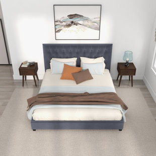 ROSDORF PARK Ioves King Tufted Solid Wood and Upholstered Platform Bed