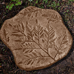 CAMPANIA INTERNATIONAL Fossil Fern Weather Resistant Concrete Plants & Flowers Stepping Stone