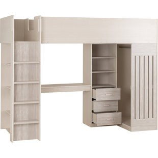 ISABELLE & MAX Hyman Single (3') 3 Drawer Mate's & Captain's High Sleeper Loft Bed Bed with Built-in-Desk