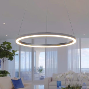 VONN LIGHTING Tania 24-in Integrated LED Pendant Light Height Adjustable ETL Certified Circular Chandelier