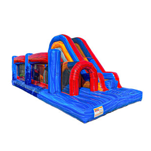 XJUMP Obstacle Course Bounce House with Slide (with Blower)