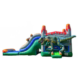 XJUMP Dinosaur Commercial Grade Bounce House Water Slide (with Pool and Blower)