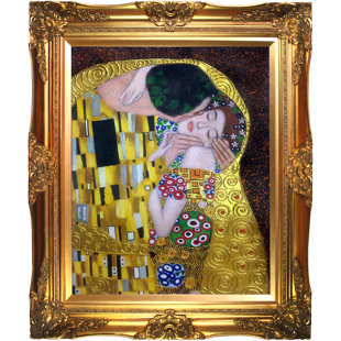 LA PASTICHE Luxury Line The Kiss Framed On Canvas by Gustav Klimt Painting