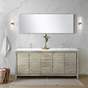 LEXORA Lafarre 72'' Double Bathroom Vanity with White Quartz Top with Mirror