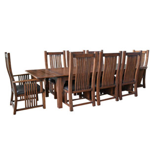 CRAFTERS AND WEAVERS 9 - Piece Extendable Solid Wood Dining Set