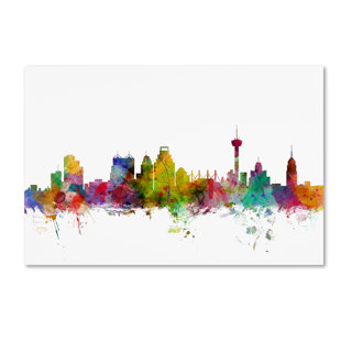 TRADEMARK FINE ART " San Antonio Texas Skyline " by Michael Tompsett