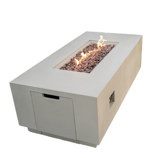 LATITUDE RUN® Sedona Concrete Fire Pit Table with Pull-Out Propane Tank Drawer - by AMS Fireplace