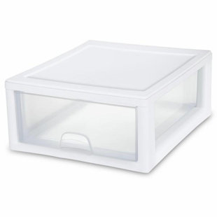 Sterilite Clear & White Plastic Storage Bin with One Drawer