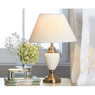 THREE POSTS Brashears 43Cm Bedside Cream Antique Table Lamp