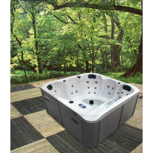 Freeport Park® Karg 220 Volt 6 Person - Person 56 - Jet Acrylic Square Hot Tub with Ozonator