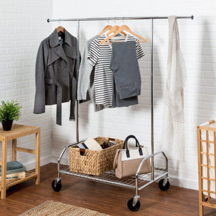 REBRILLIANT Shanaya Metal Adjustable Rolling Clothing Rack