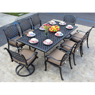 K&B PATIO Nassau 8 - Person Rectangular Outdoor Dining Set with Cushions