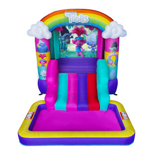 FUNORMOUS Trolls Bounce House Water Slide with Pool