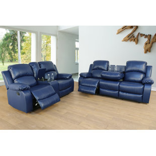 AINE HOME 2 Piece Faux Leather Reclining Living Room Set