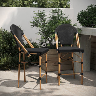 TAYLOR & LOGAN Lavigne Stacking French Style Chair with PVC-Coated Polyester Seat and Metal Frame for Indoor/Outdoor Use (Set of 2)