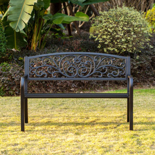 FLEUR DE LIS LIVING Caudell Steel Outdoor Bench