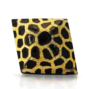 MASCOT HARDWARE Stone Pattern Pyramid 1-3/8 in. Black on Distressed Yellow Cabinet Knob