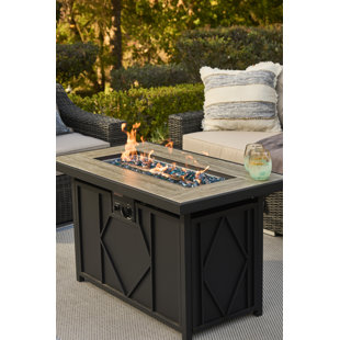 HEATMAXX 24.43" H x 42" W Steel Propane Outdoor Fire Pit Table with Lid