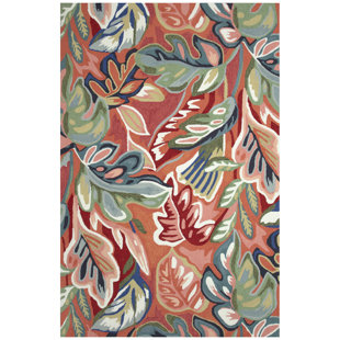 BAYOU BREEZE Afan Floral Hand Tufted Acrylic/Polyester Indoor / Outdoor Area Rug in Pink