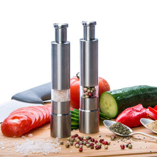 SC0GO (set Of 2) Premium Stainless Steel Salt Grinder & Pepper Mill Set, Thumb Push Button (Set of 2)