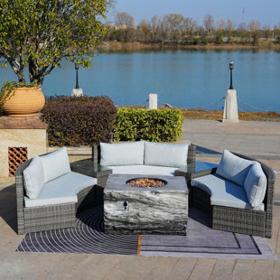 DIRECT WICKER 4 Piece Complete Patio Set with Cushions