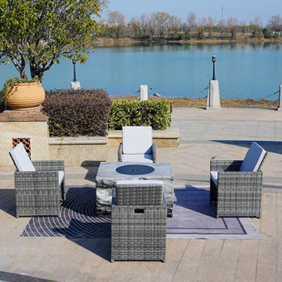 DIRECT WICKER 5 Piece Complete Patio Set with Cushions