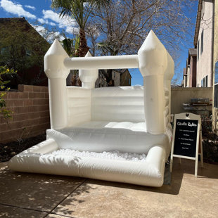 CONNSANN 8' x 10' 100% Vinyl White Bounce House with Ball Pit and Air Blower