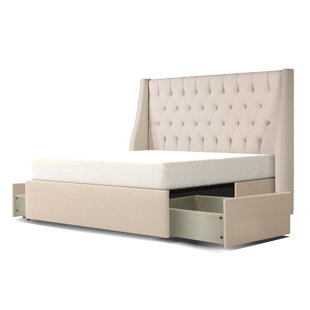 REPUBLIC DESIGN HOUSE Tufted Upholstered Low Profile Storage Platform Bed with Drawers