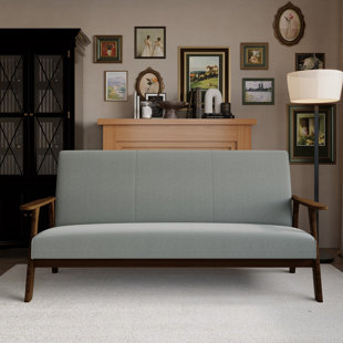 GEORGE OLIVER Nathanielle 69.0" Wide Linen Show Wood Sofa