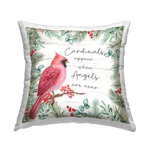 STUPELL INDUSTRIES Cardinals Appear When Angels Near Phrase Printed Throw Pillow Design By ND Art