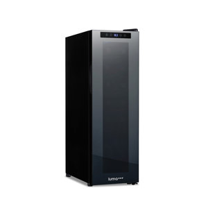 LUMA COMFORT Luma 12 Bottle Freestanding Wine Fridge Shadow Series, Frameless Mirrored Glass Door and Compressor Cooling