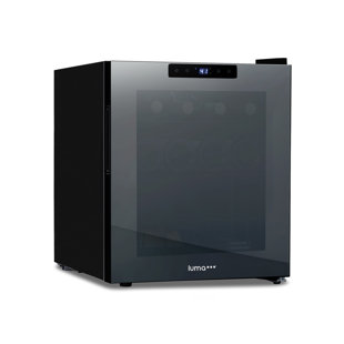 LUMA COMFORT Luma 16 Bottle Freestanding Wine Fridge Shadow Series, Frameless Mirrored Glass Door and Compressor Cooling