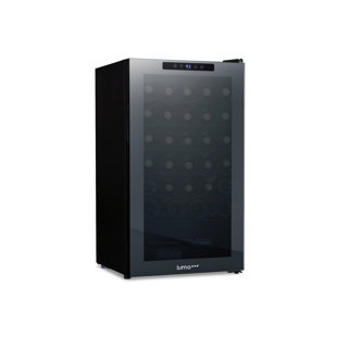 LUMA COMFORT Luma 34 Bottle Freestanding Wine Fridge Shadow Series, Frameless Mirrored Glass Door and Compressor Cooling