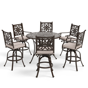 ALPHAMARTS Round 6 - Person Outdoor Dining Set with Cushions
