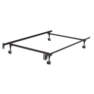 ALWYN HOME Duty Metal Twin Size Bed Frame with Rug Rollers & Locking Wheels