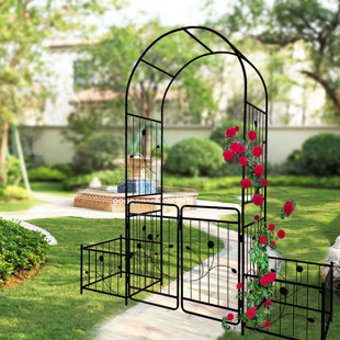 EMERIT HOME 79.5" W x 19.7" D Iron Arbor with Gate