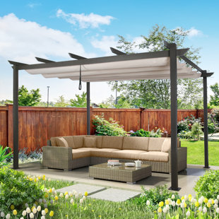 PEAK HOME FURNISHINGS 13 Ft. W x 9.5 Ft. D Aluminum Pergola with Canopy