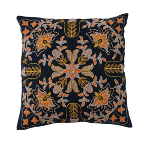 CREATIVE CO-OP Embroidered Cotton Throw Pillow