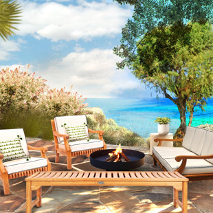 LONGSHORE TIDES Wheelock Teak Patio Chair with Cushions