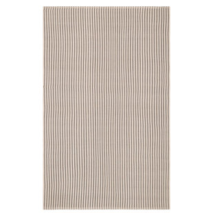 HOME CONSERVATORY Pinstripe Grey/Ivory Handwoven Indoor/Outdoor Rug